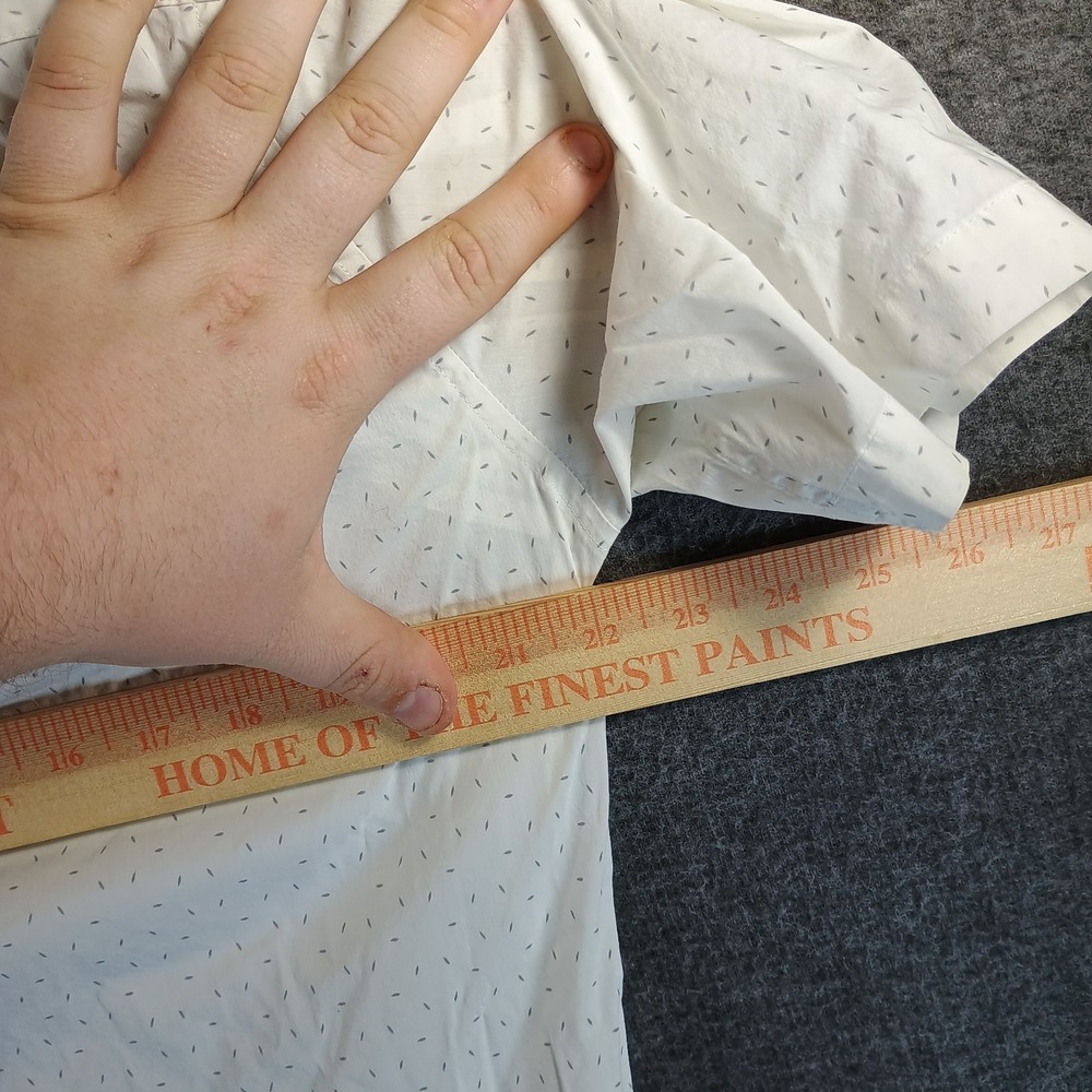 Travis Mathew Stretch Golf Shirt Men L White Sprinkles Pocket Button Up‎ Light - Picture 8 of 10